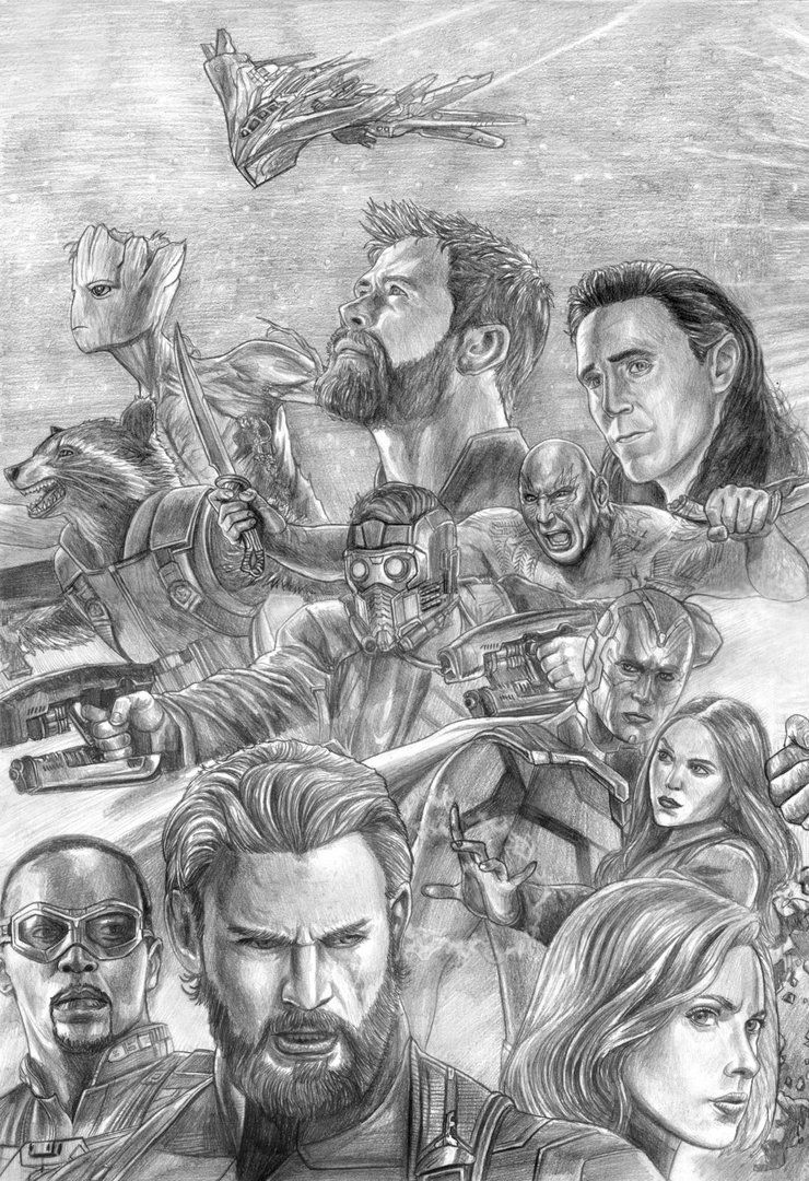 740x1080 Avengers (Infinity War) Assembled (Left Side) By Soulstryder210 - War Sketch