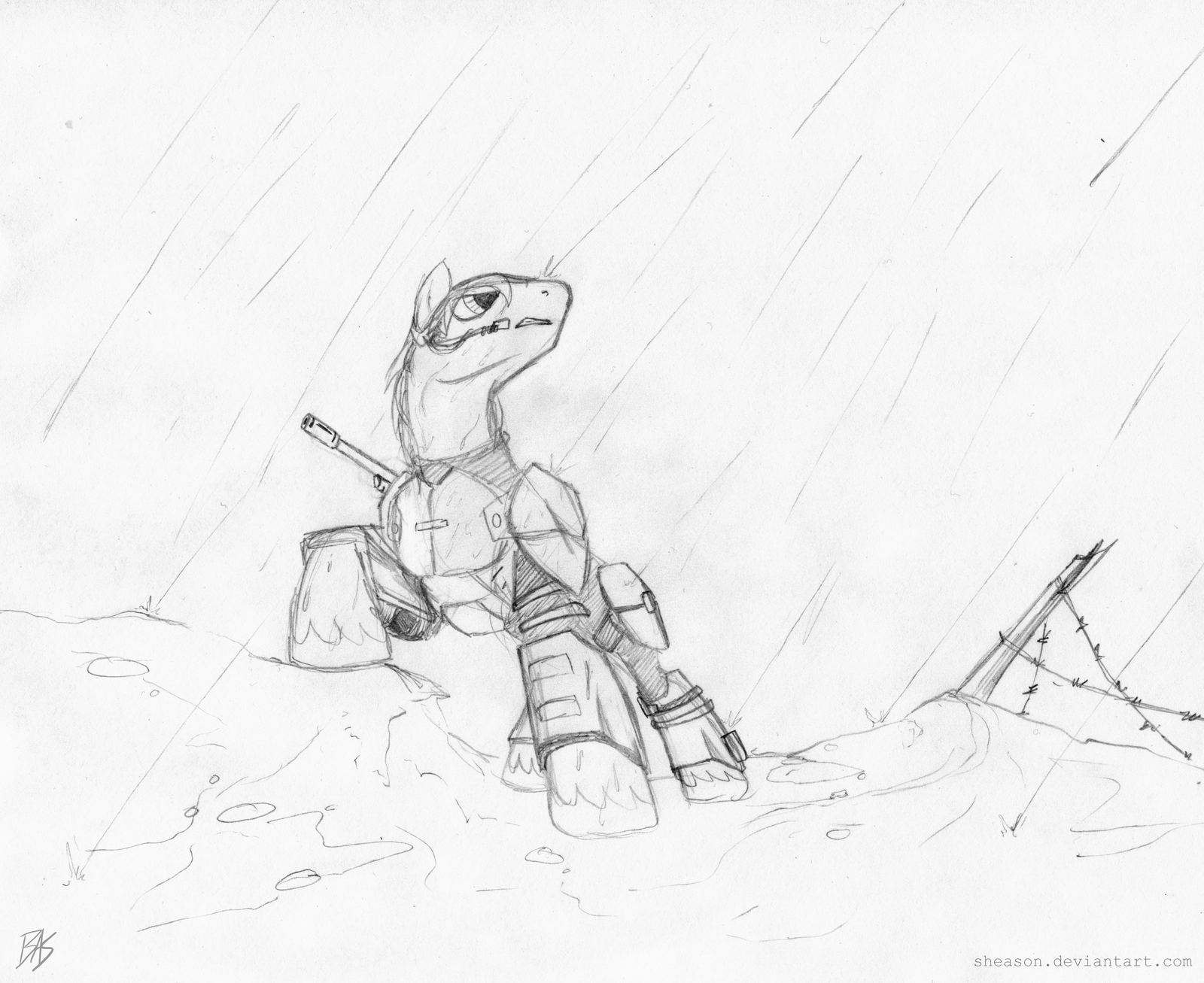 1600x1307 Big Macintosh During The War (Sketch) By Sheason - War Sketch