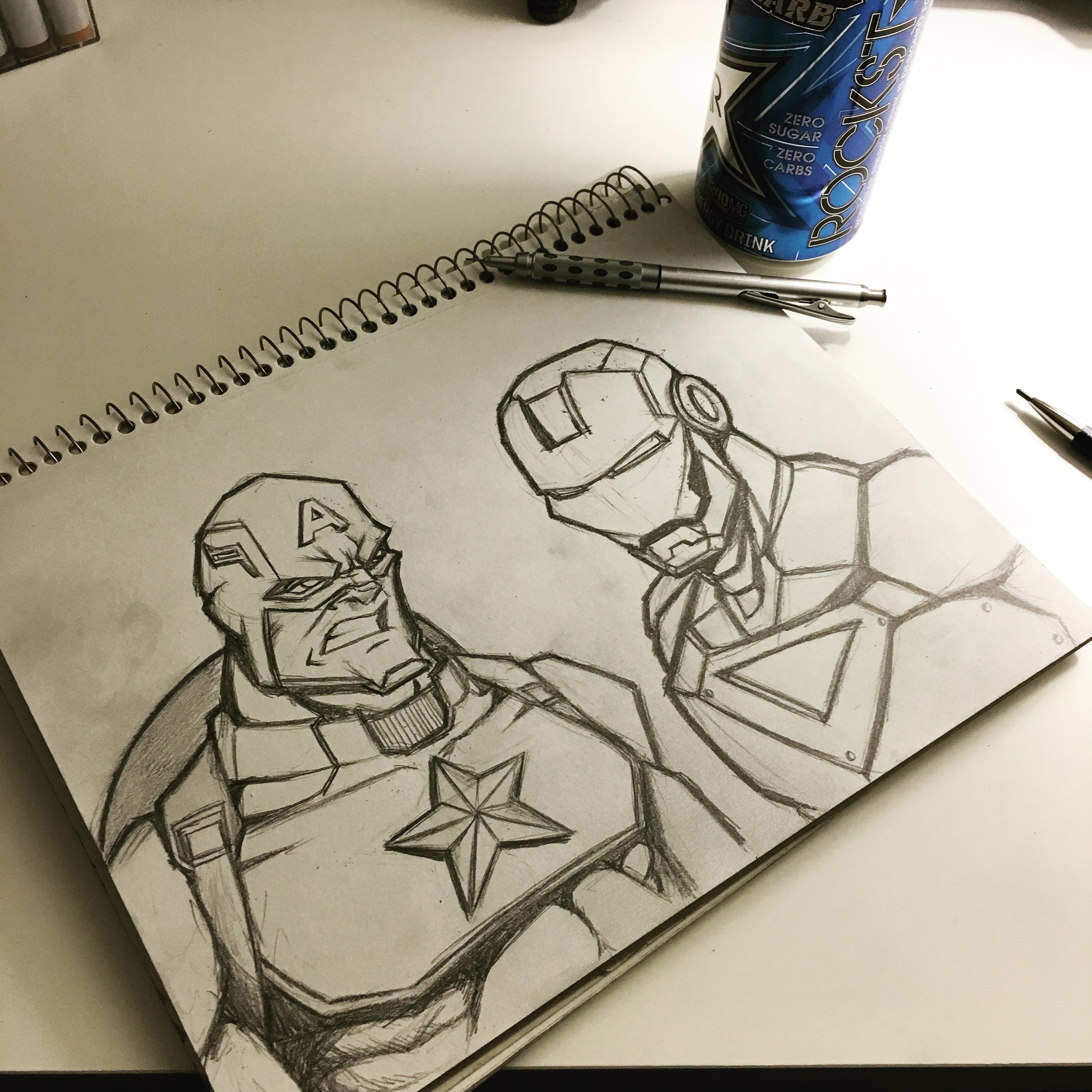3024x3024 Captain America Civil War Sketch With A Shot Of Rockstar! - War Sketch