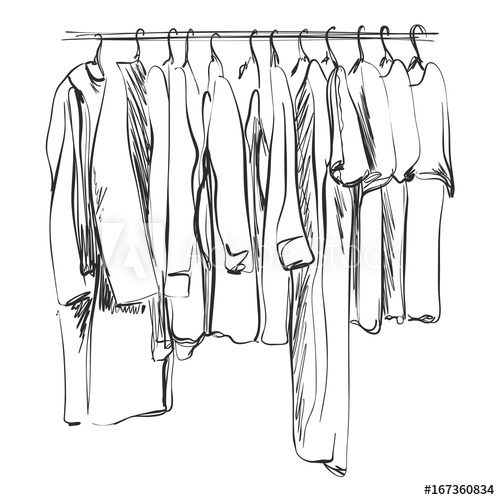 500x500 Hand Drawn Wardrobe Sketch. Clothes. - Wardrobe Sketch