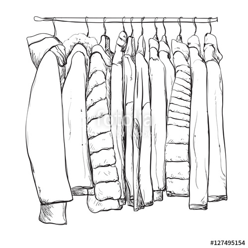 500x500 Hand Drawn Wardrobe Sketch. Warm Clothes. Stock Image And Royalty - Wardrobe Sketch