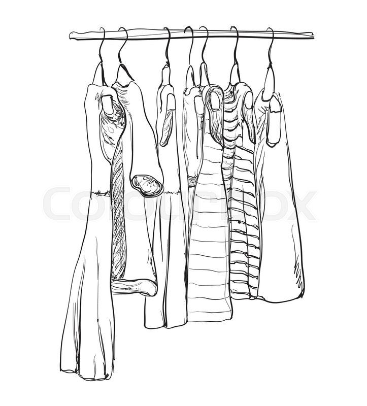 723x800 Hand Drawn Wardrobe Sketch. Clothes For Girl Stock Vector - Wardrobe Sketch