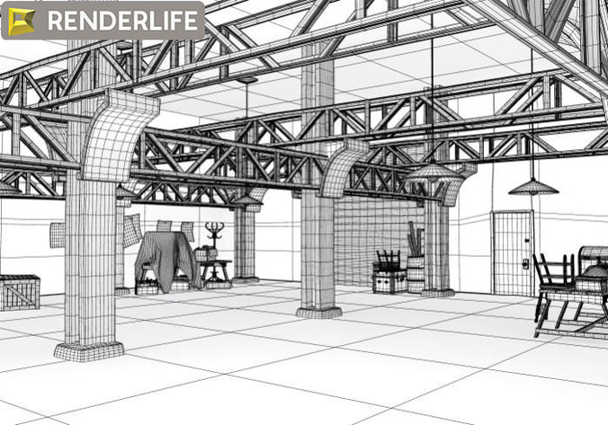 676x473 Warehouse Interior 3d Cgtrader - Warehouse Sketch