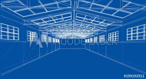 500x272 Warehouse Sketch. 3d Illustration - Warehouse Sketch