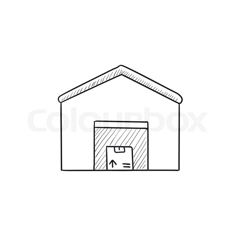 800x800 Warehouse Vector Sketch Icon Isolated On Background. Hand Drawn - Warehouse Sketch