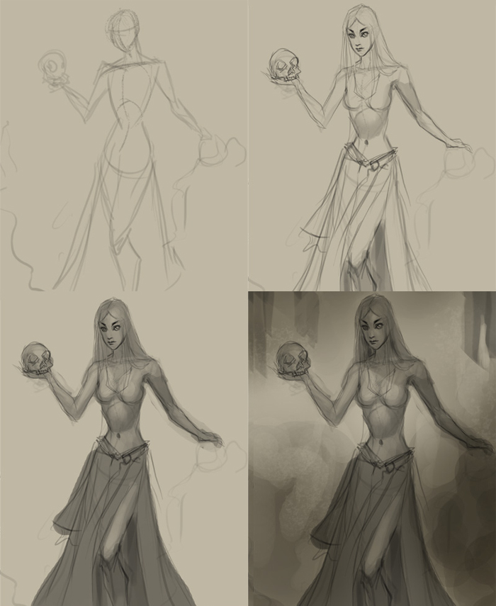 700x855 How To Draw Female Warlock - Warlock Sketch