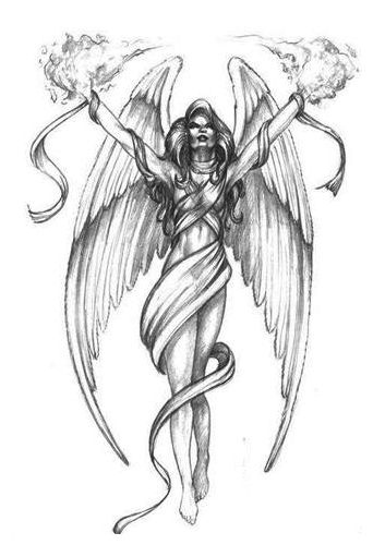 353x511 Female Warrior Angels Pictures Of Baby Angel Tattoos Designs - Warrior Angel Sketch