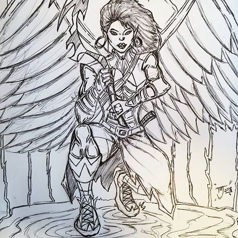 480x480 Photos About - Warrior Angel Sketch