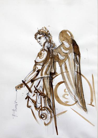 375x526 Warrior Angel Drawing By Paula Craioveanu Saatchi Art - Warrior Angel Sketch