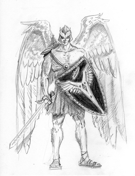 Warrior Angel Sketch at PaintingValley.com | Explore collection of ...