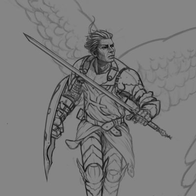 Warrior Angel Sketch at PaintingValley.com | Explore collection of ...