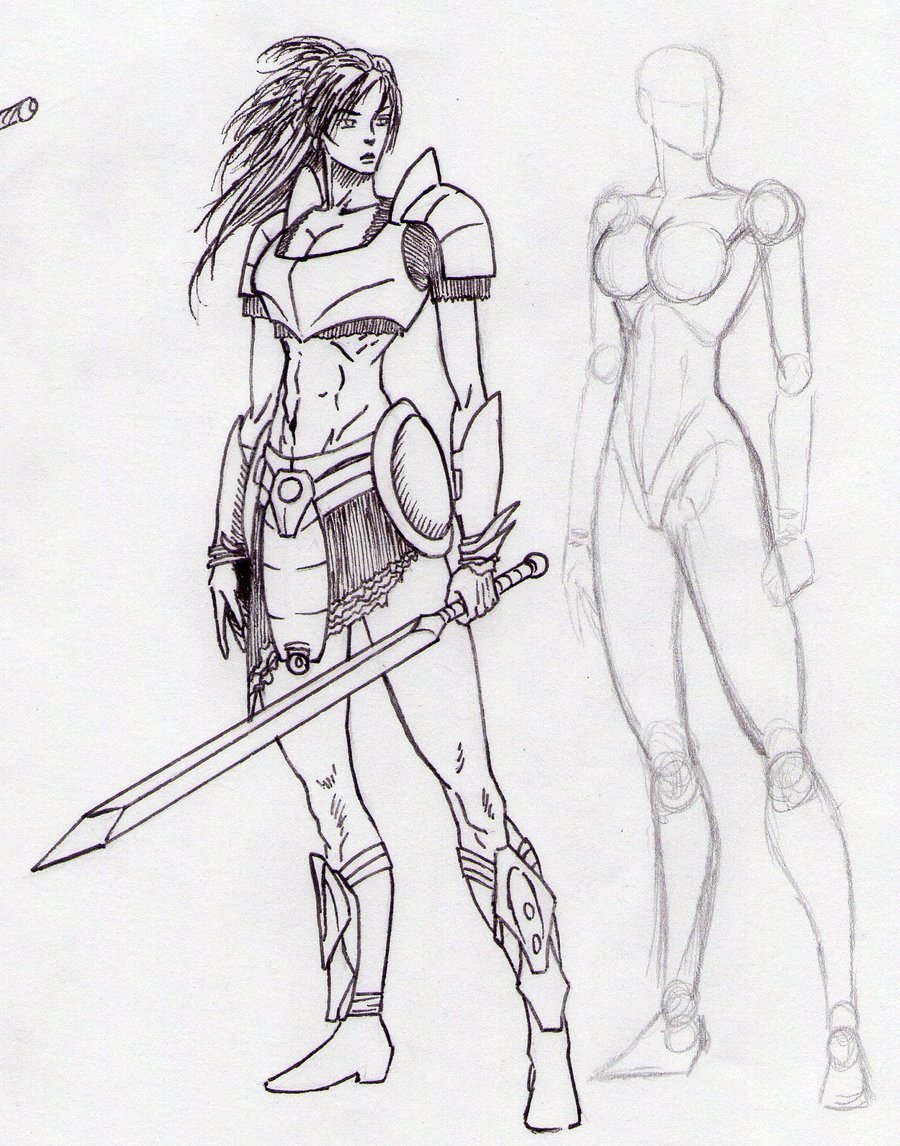900x1146 Warrior Girl Beautiful Image Drawing Drawing Skill - Warrior Girl Sketch