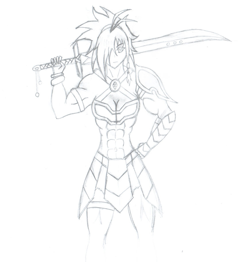 874x913 Warrior Girl Sketch By Nyappu - Warrior Girl Sketch