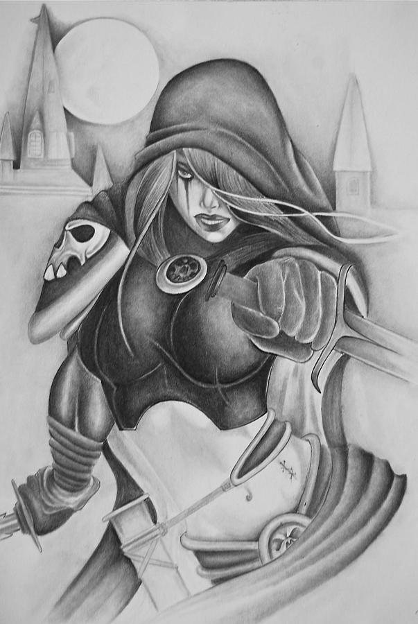 603x900 Warrior Woman Drawing By Photos By Staci Art By Douglas - Warrior Girl Sketch