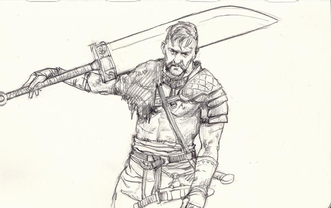 1080x680 An Old Drawing I Still Like. - Warrior Sketch