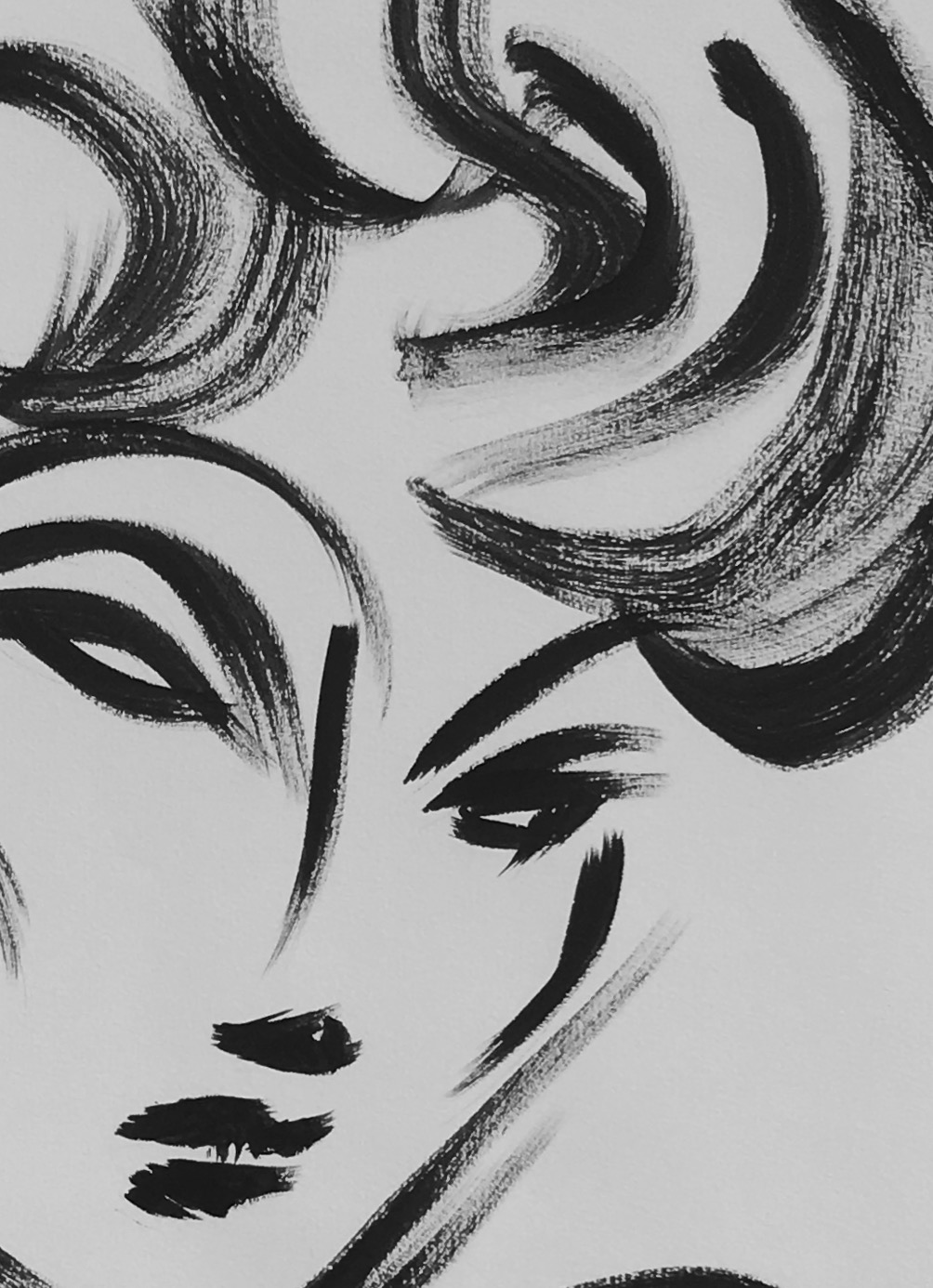 1004x1386 Original Indian Ink Drawing - Warrior Woman Sketch