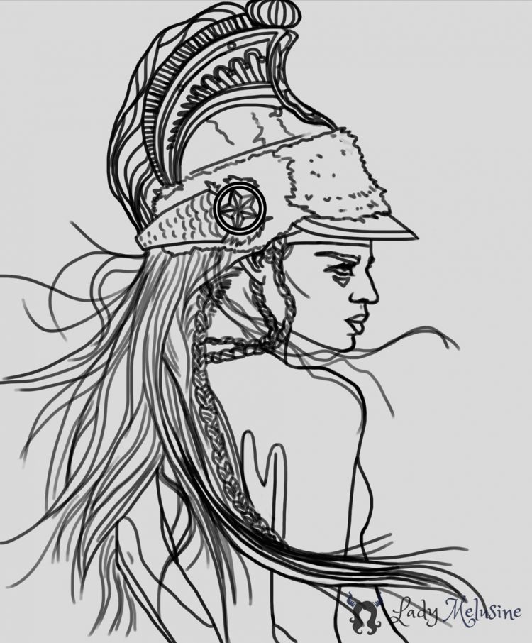 750x906 Sketch Of Warrior Woman Lady Melusine - Warrior Woman Sketch