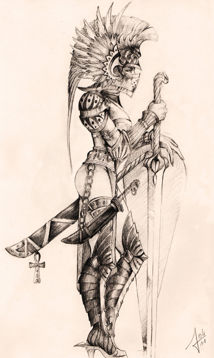 691x1155 Woman Warrior By Llewllaw - Warrior Woman Sketch