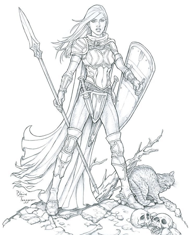 736x903 Cool Female Warrior Line Art - Warrior Woman Sketch