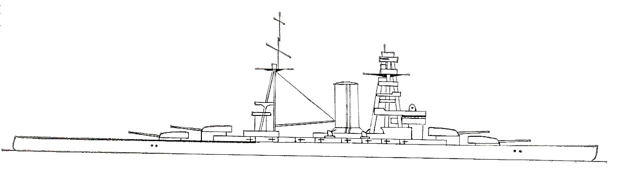 1298x402 Japan 46 Cm50 (18.1) 5th Year Type - Warship Sketch