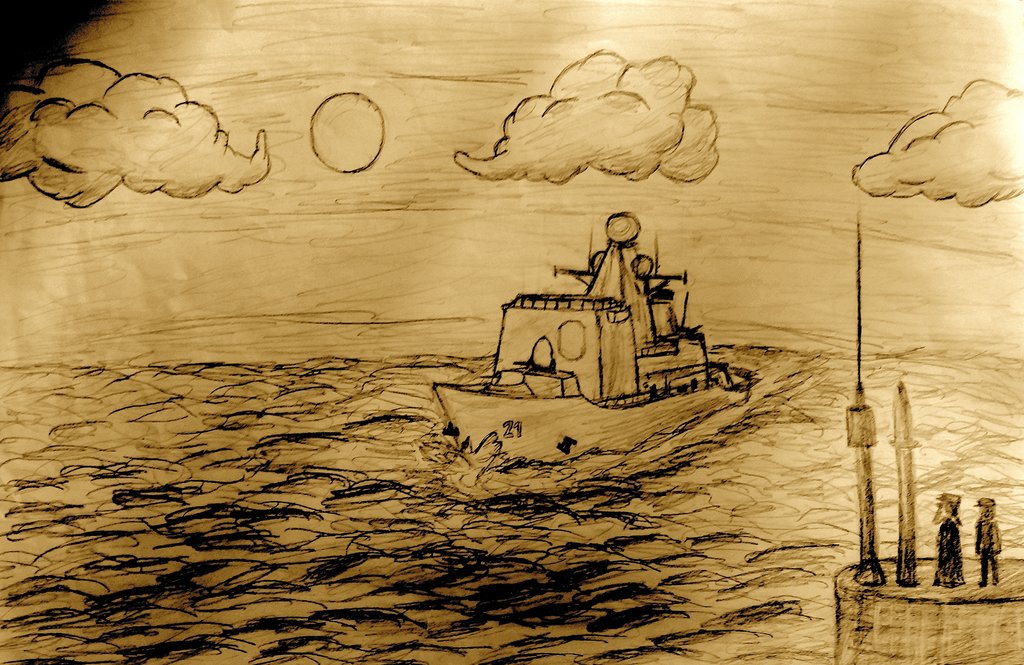 1024x665 Warship Sketch By Brickstone20101 - Warship Sketch