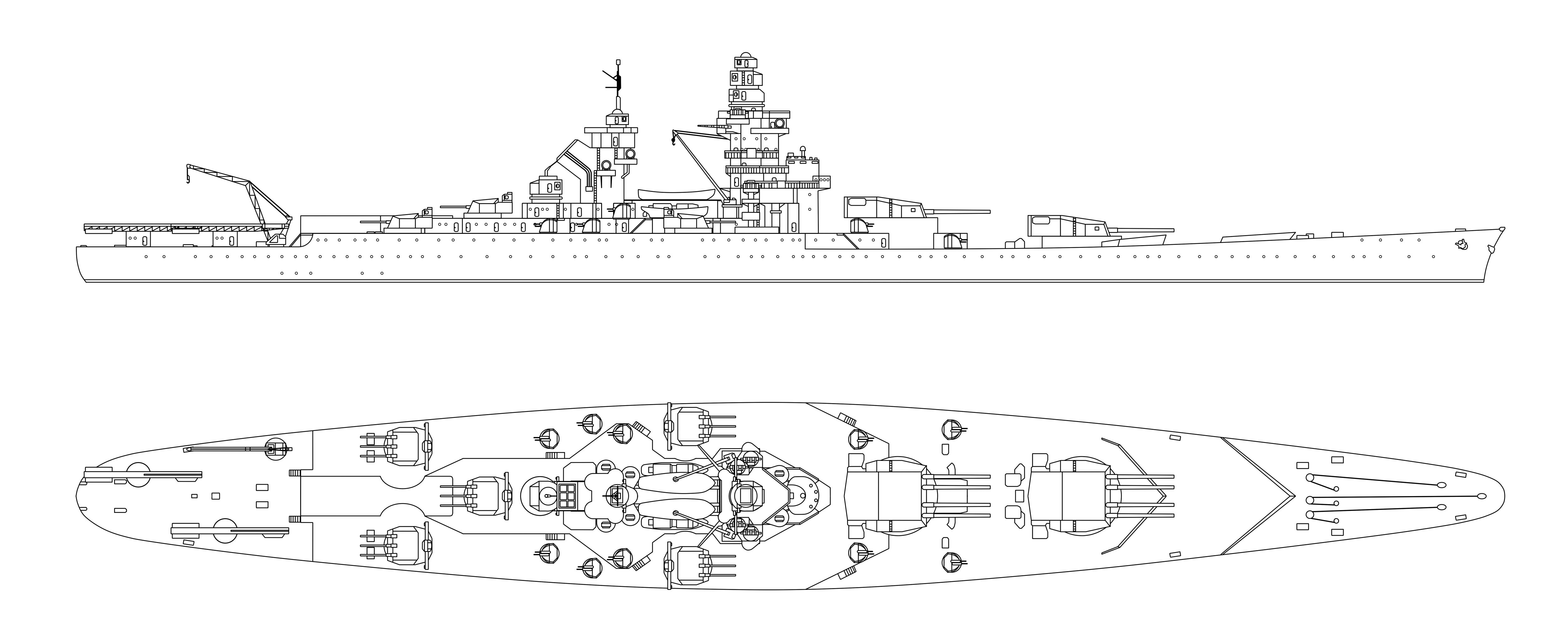 5000x2000 Battleship Jean Bart Variants - Warship Sketch