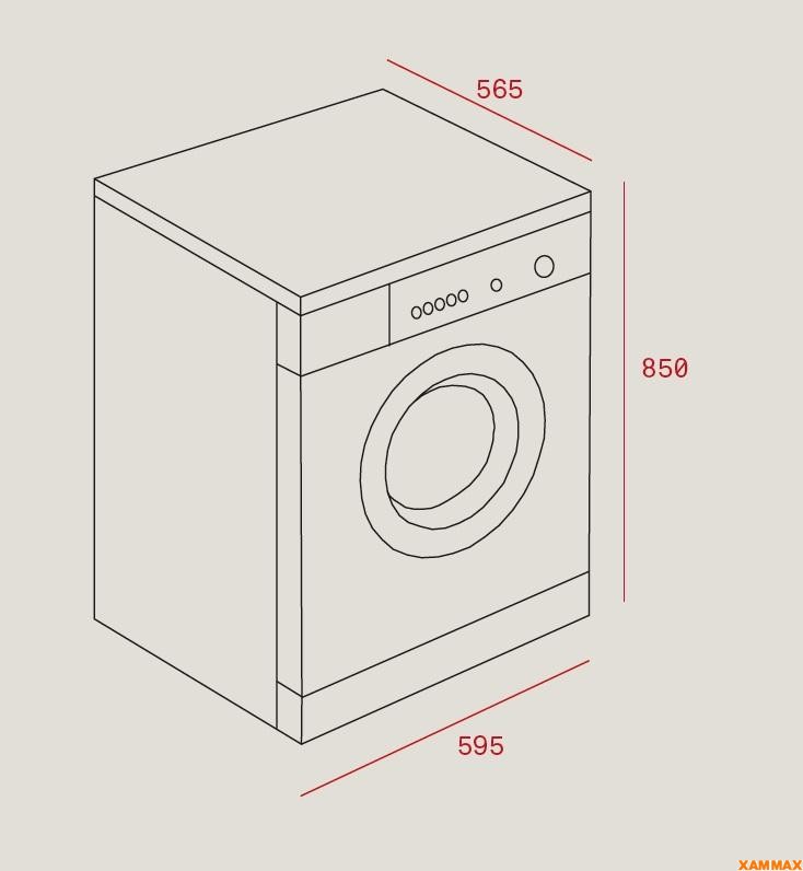 734x796 Shop Teka Washer Tkd 1490 Xammax - Washing Machine Sketch