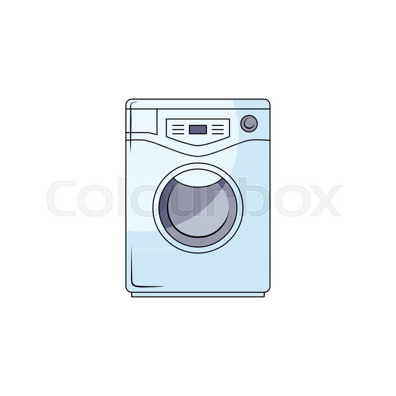 800x800 Vector Sketch Style Modern Trendy Digital Washing Machine With - Washing Machine Sketch