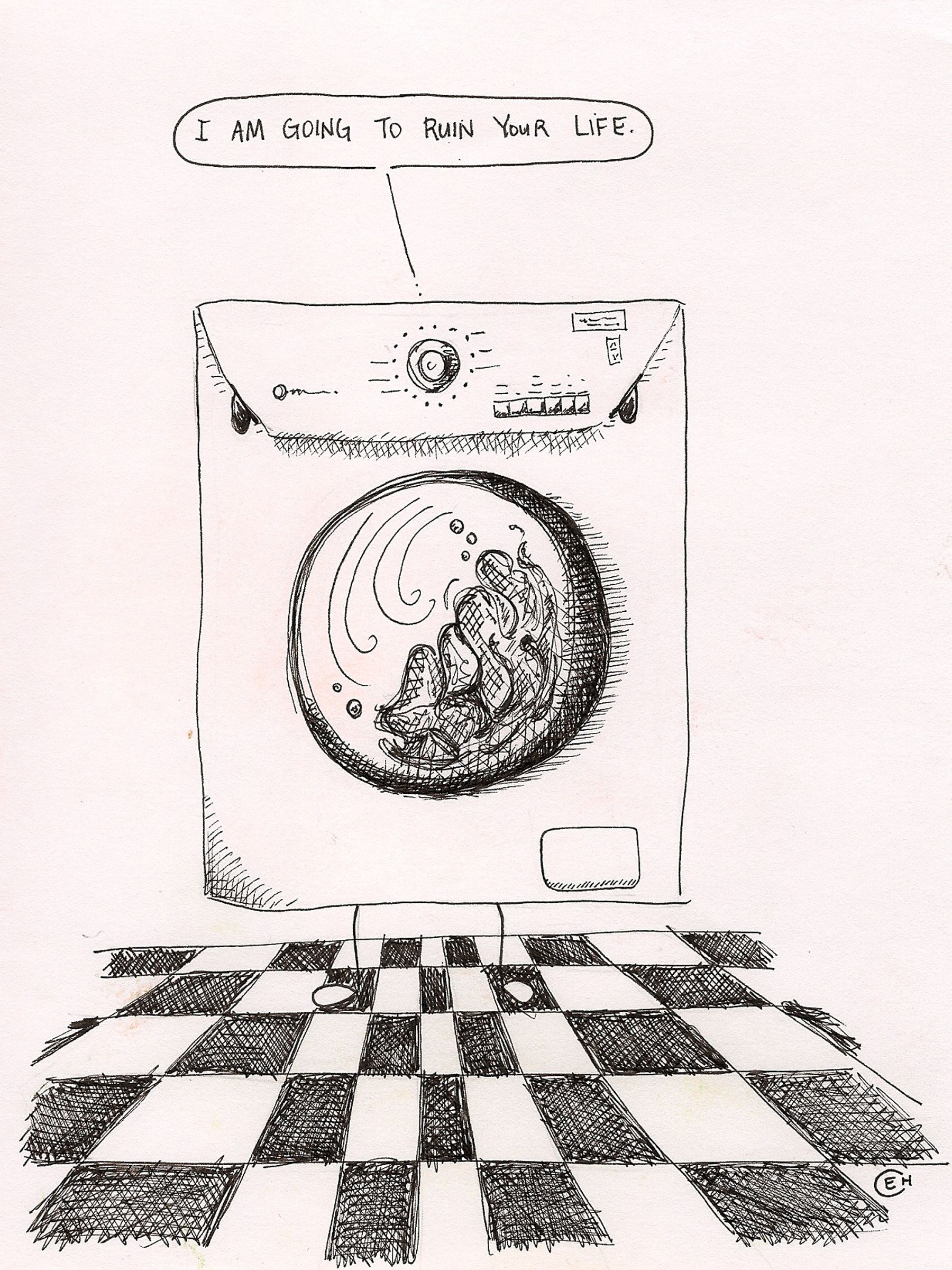 1800x2400 Angry Washing Machine (Ink Drawing) Art Drawings - Washing Machine Sketch