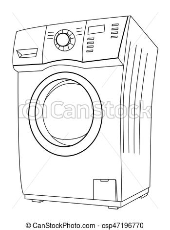 349x470 Cartoon Image Of Washing Machine. An Artistic Freehand Picture. - Washing Machine Sketch