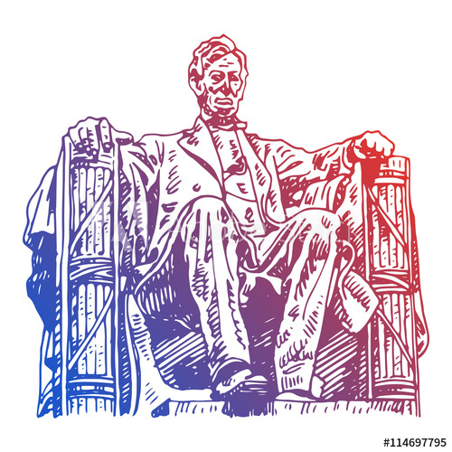500x500 Statue Of Abraham Lincoln, Lincoln Memorial, Washington Dc, Usa - Washington Dc Sketch