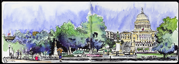 600x217 Washington D.c. Sketches On Behance - Washington Dc Sketch