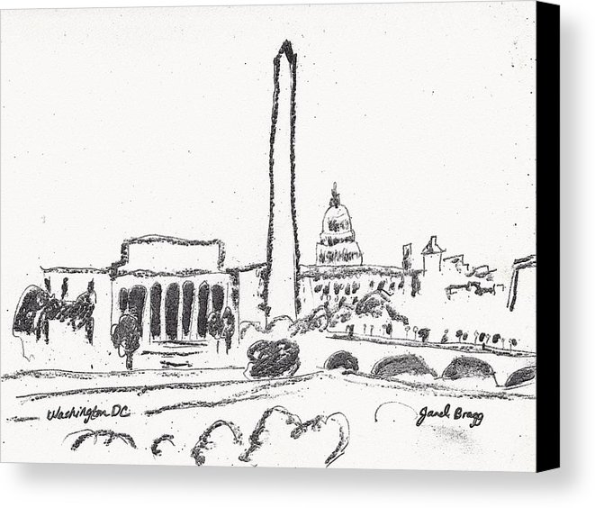 661x564 Washington Dc Sketch Canvas Print Canvas Art By Janel Bragg - Washington Dc Sketch