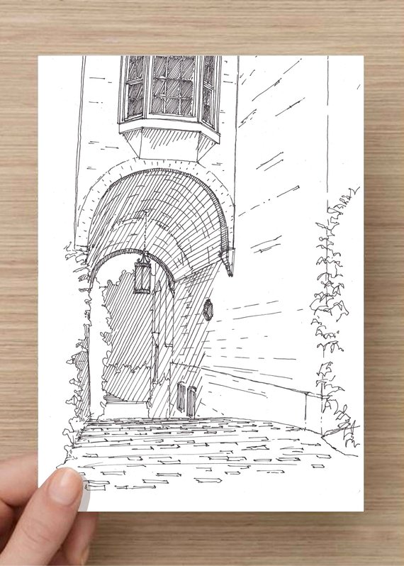 570x798 Georgetown Architecture Washington Dc Ink Drawing Sketch Etsy - Washington Dc Sketch