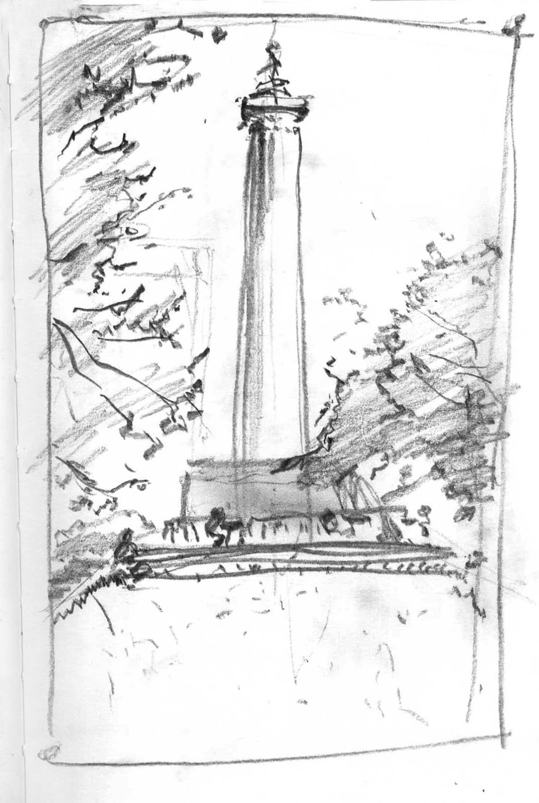 1075x1600 Sketching In Baltimore Peabody Institute - Washington Monument Sketch