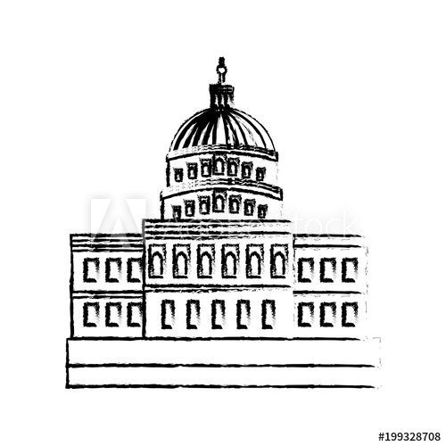 500x500 United States Capitol Building In Washington Dc Vector - Washington Sketch