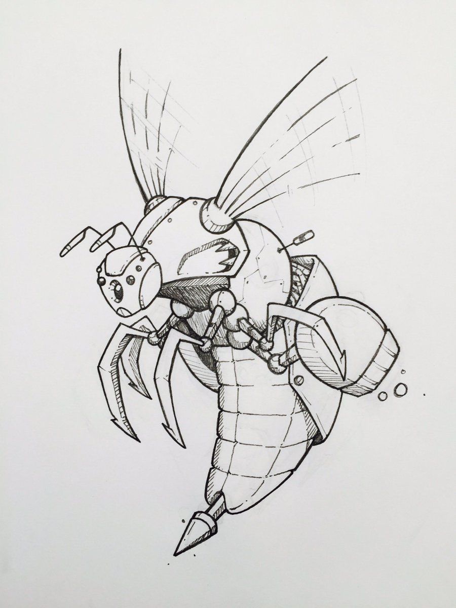 900x1200 Scream Arms Gone! On Critter Art Doodles, Insects - Wasp Sketch