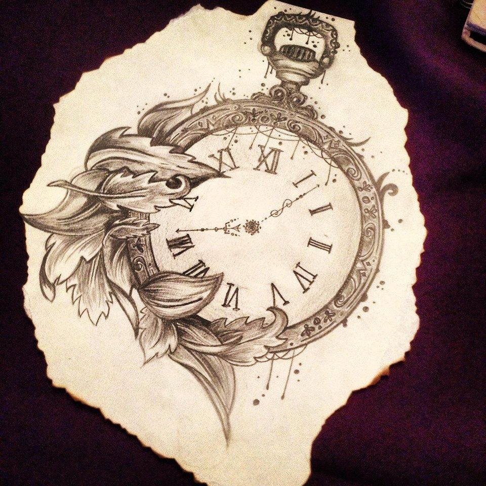 960x960 Pocket Watch, Pencil Drawing Caitlin Rose X Tattoos - Watch Pencil Sketch