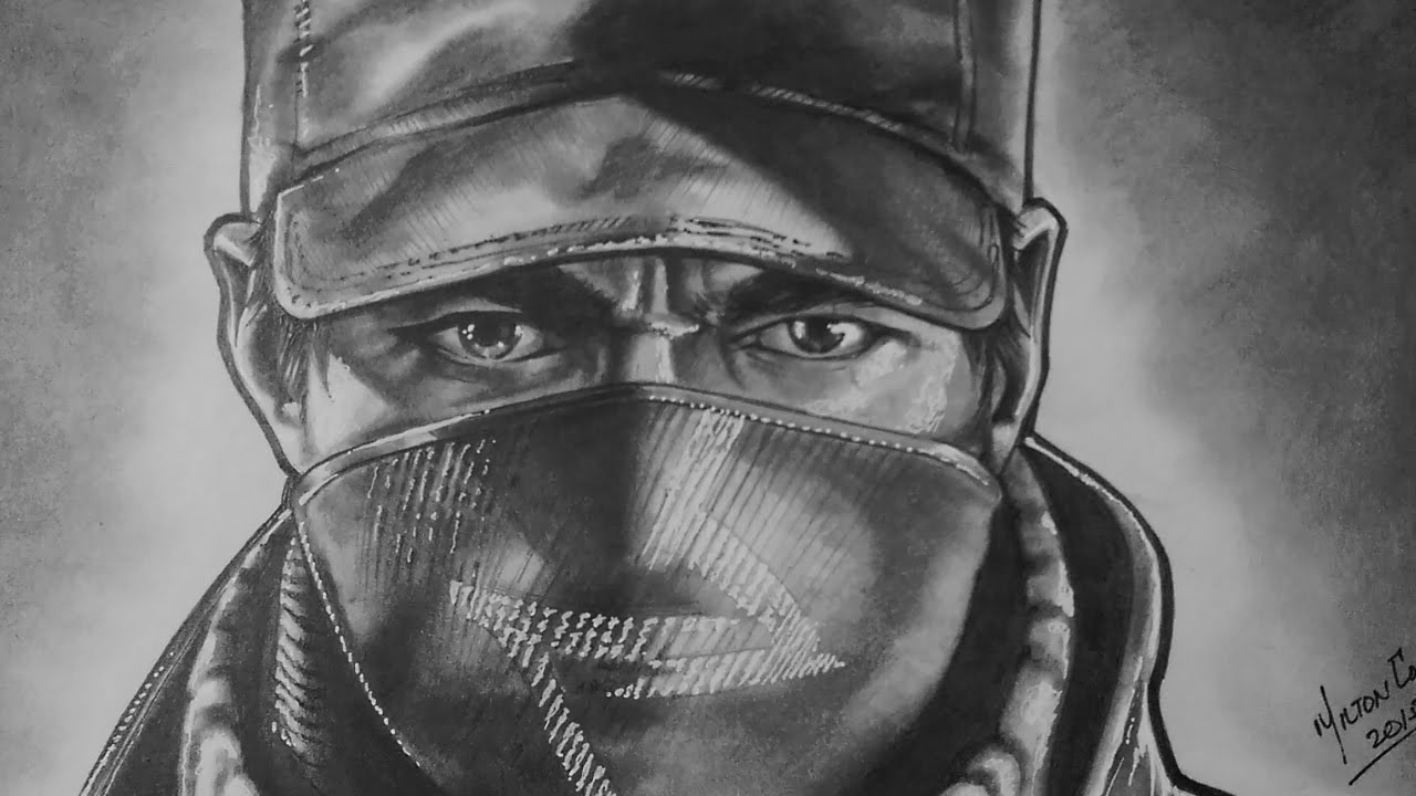 1280x720 Drawing Aiden Pearce From Watch Dogs Videogame - Watch Pencil Sketch