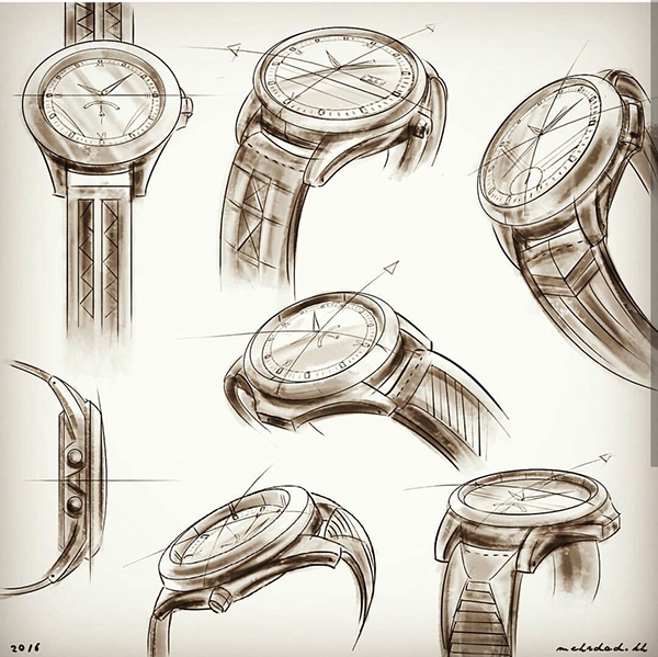 600x599 Wrist Watch Sketching. On Student Show - Watch Sketch