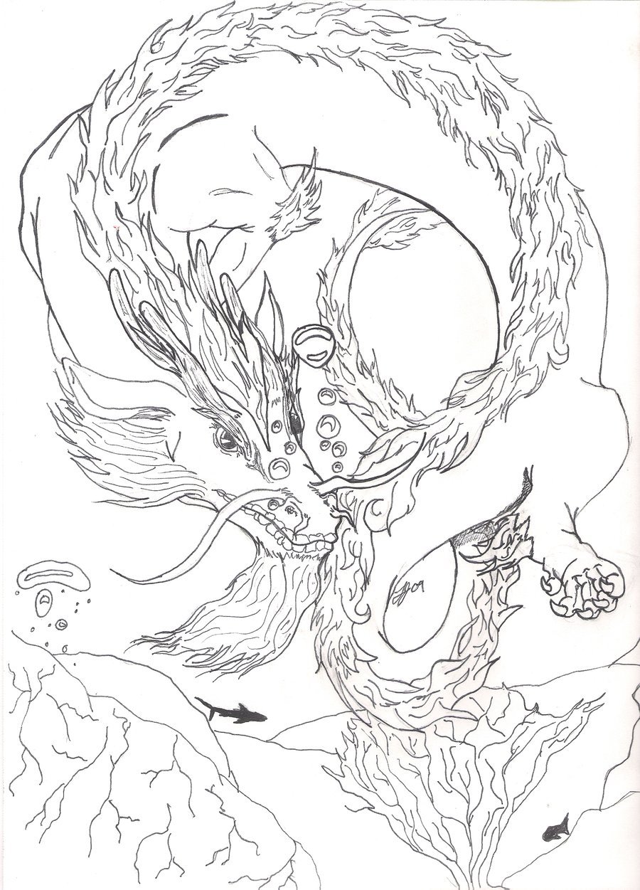 900x1251 Water Dragon Sketch By Ladyjet2 - Water Dragon Sketch