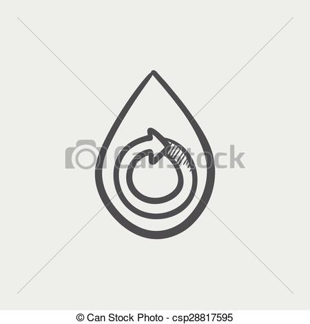 450x470 Water Drop With Spiral Arrow Sketch Icon For Web And Mobile. Hand - Water Drop Sketch