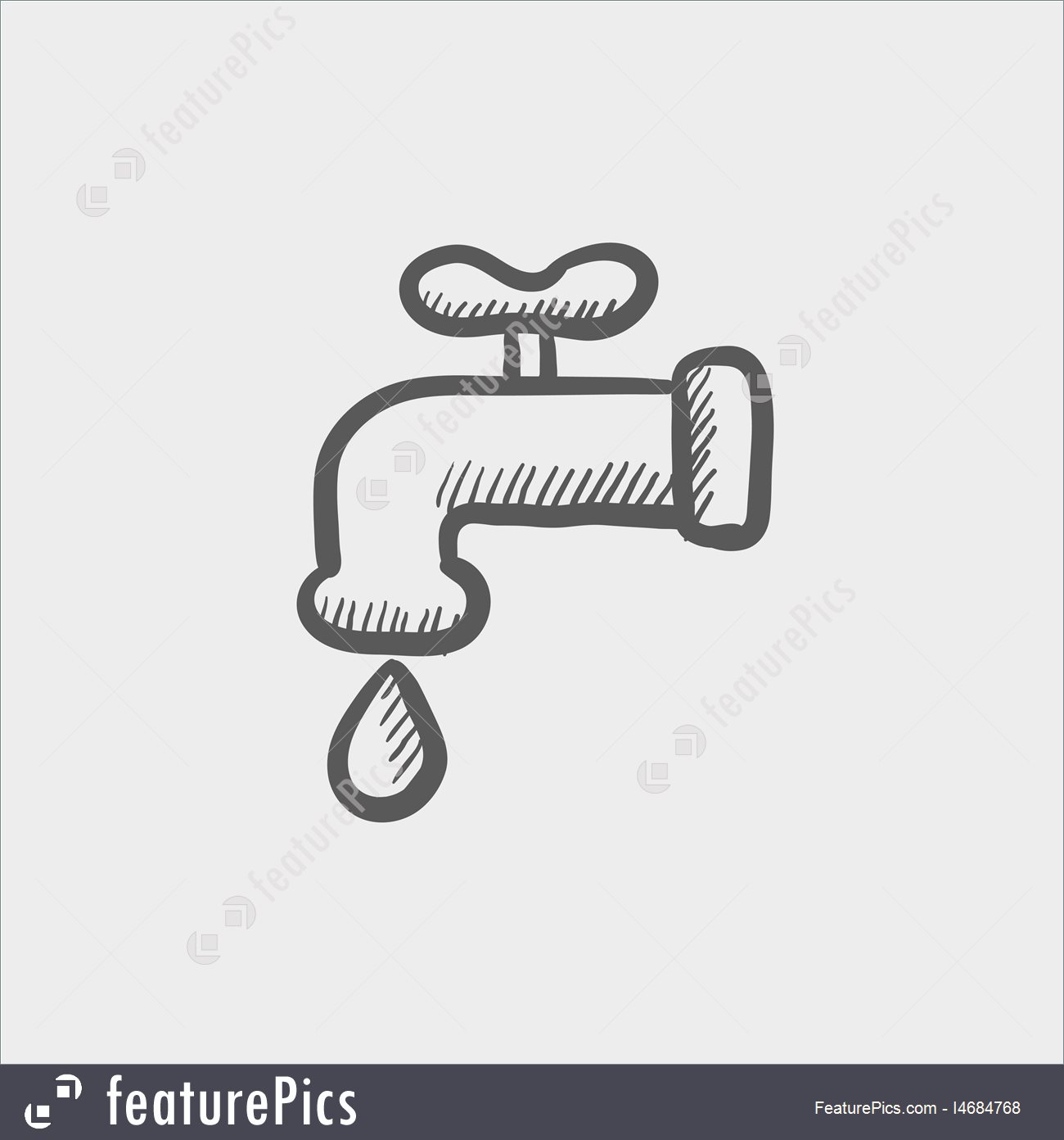 1300x1392 Faucet With Water Drop Sketch Icon Stock Illustration I4684768 - Water Drop Sketch