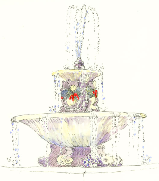528x600 Holiday Card 2007 Sketching And Sketchbooks - Water Fountain Sketch