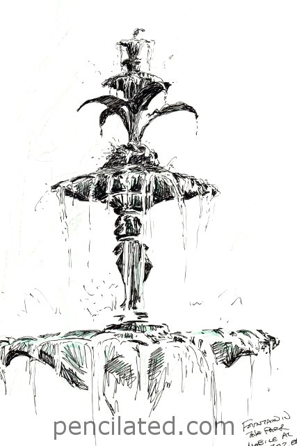 Water Fountain Sketch at PaintingValley.com | Explore collection of ...