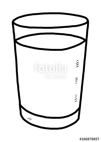 357x500 Glass Of Water Cartoon Vector And Illustration, Black And White - Water Glass Sketch