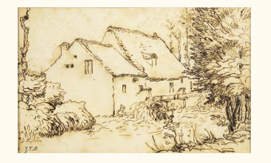 550x330 Water Mill, 1866 - Water Mill Sketch