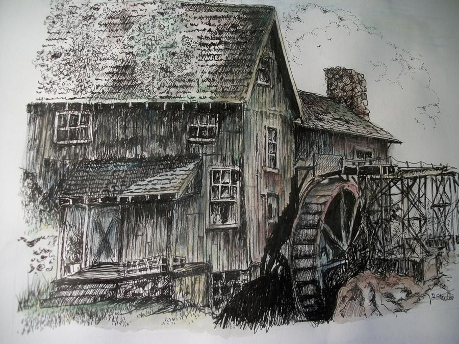 900x675 Old Mill Drawing Old Water Mill Drawing Favorite Places - Water Mill Sketch
