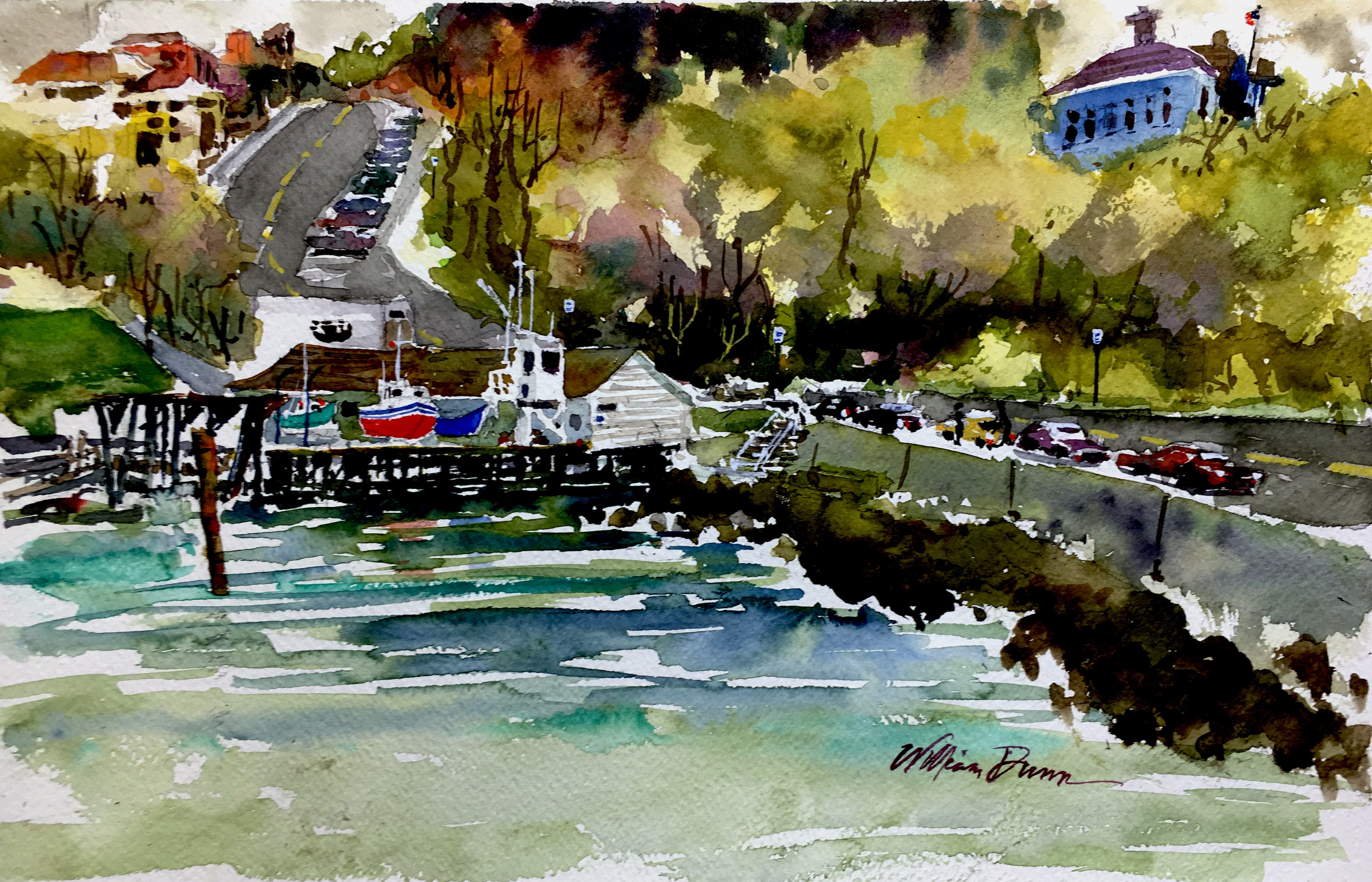 3000x1929 How To Sketch Amp Paint A Busy Dock Amp Wharf Lake Scenewatercolor - Water Paint Sketch