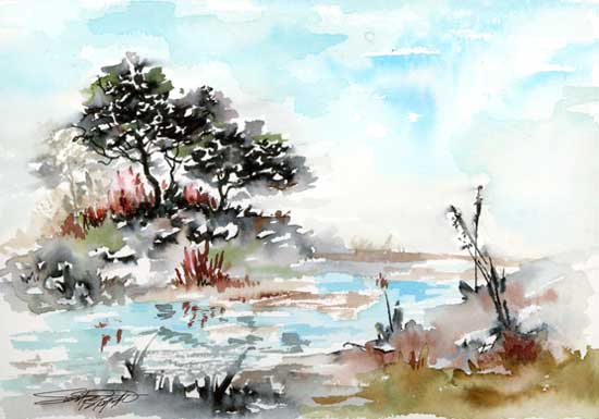 550x385 Sbwatercolors And Sketching Watercolor Painting With Water - Water Paint Sketch